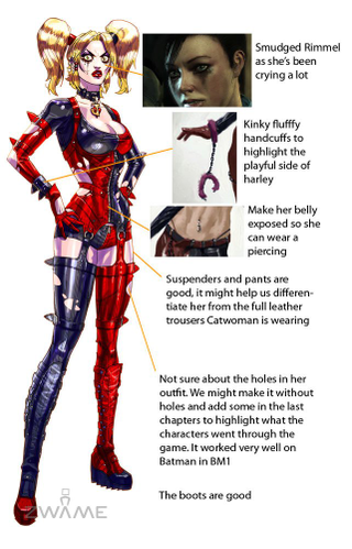 Illustration for article titled Concept art shows the disturbing evolution of Batman: Arkham City's Harley Quinn